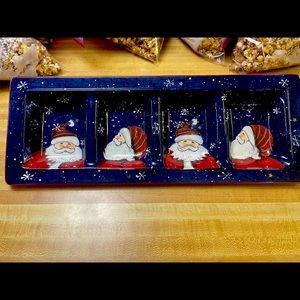 Susan Winget Santa 4 Compartment Serving, Vegetable or Dip Tray. NWOT. Perfect!